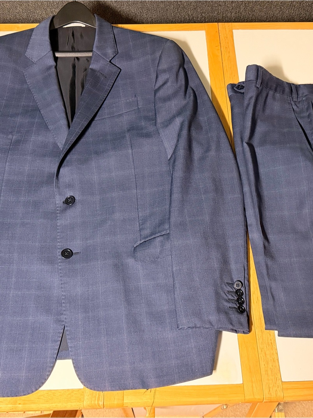 Armani Collezioni Navy Plaid Two-Piece Suit